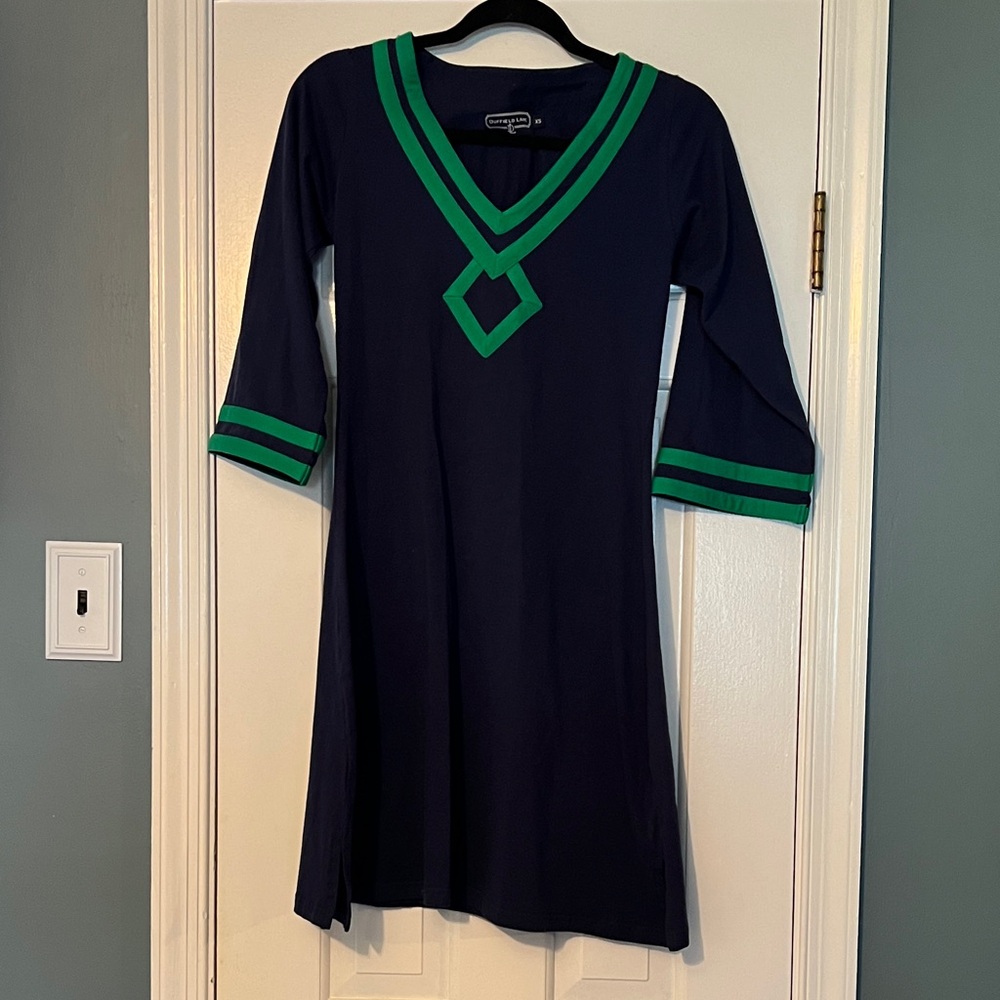 Duffield Lane Navy and Green Dress